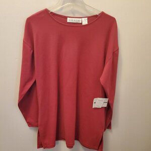 New w/tags Women's Chaus Sport Long Top, Size L , Pink, Long sleeve, Round neck